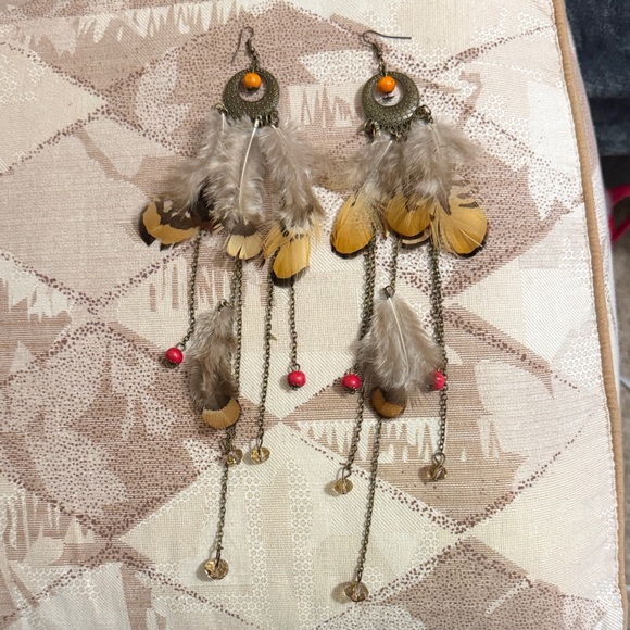 Jewelry - Bohemian Feather Dangle Earrings
